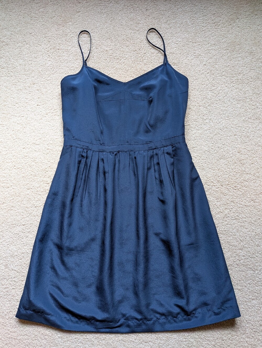 J. Crew Navy Spaghetti Strap A-Line Dress 4